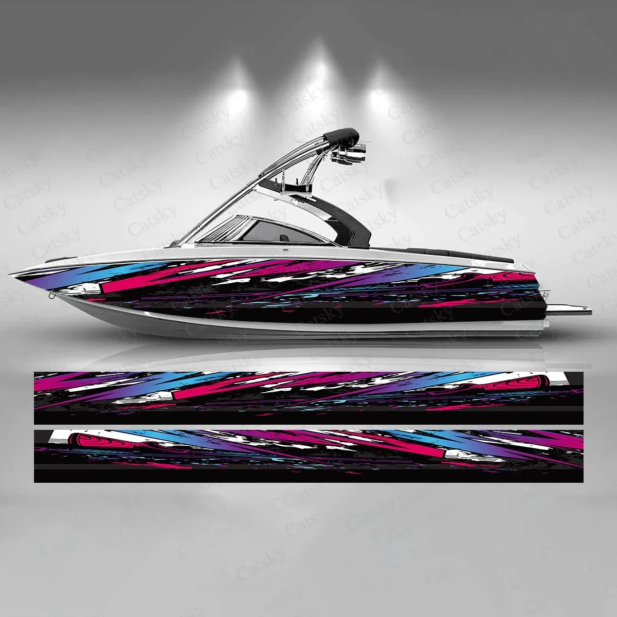 Colorful Fluorescence Art Boat Sticker Fashion Custom Fish Boat-Sticker Vinyl Waterproof Boat Wrap Graphic Boat Wrap Decal