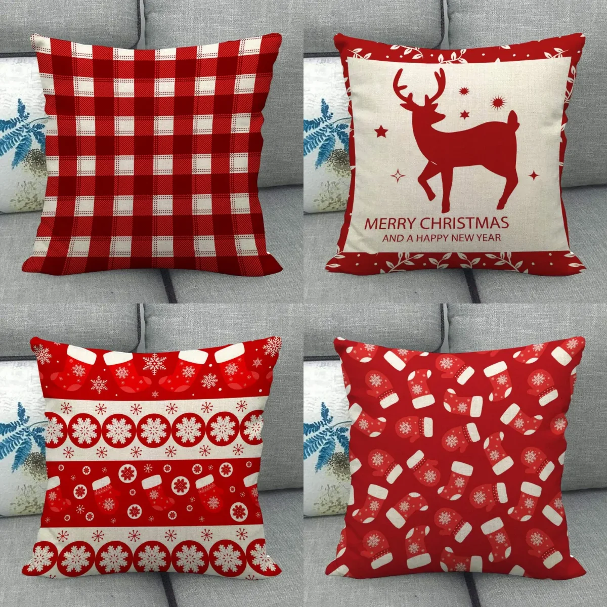 

Christmas Pillowcase High Quality Home Textile Cotton Linen Fabric 45x45cm One Side Decoration Pillow Cover New WJY10.16