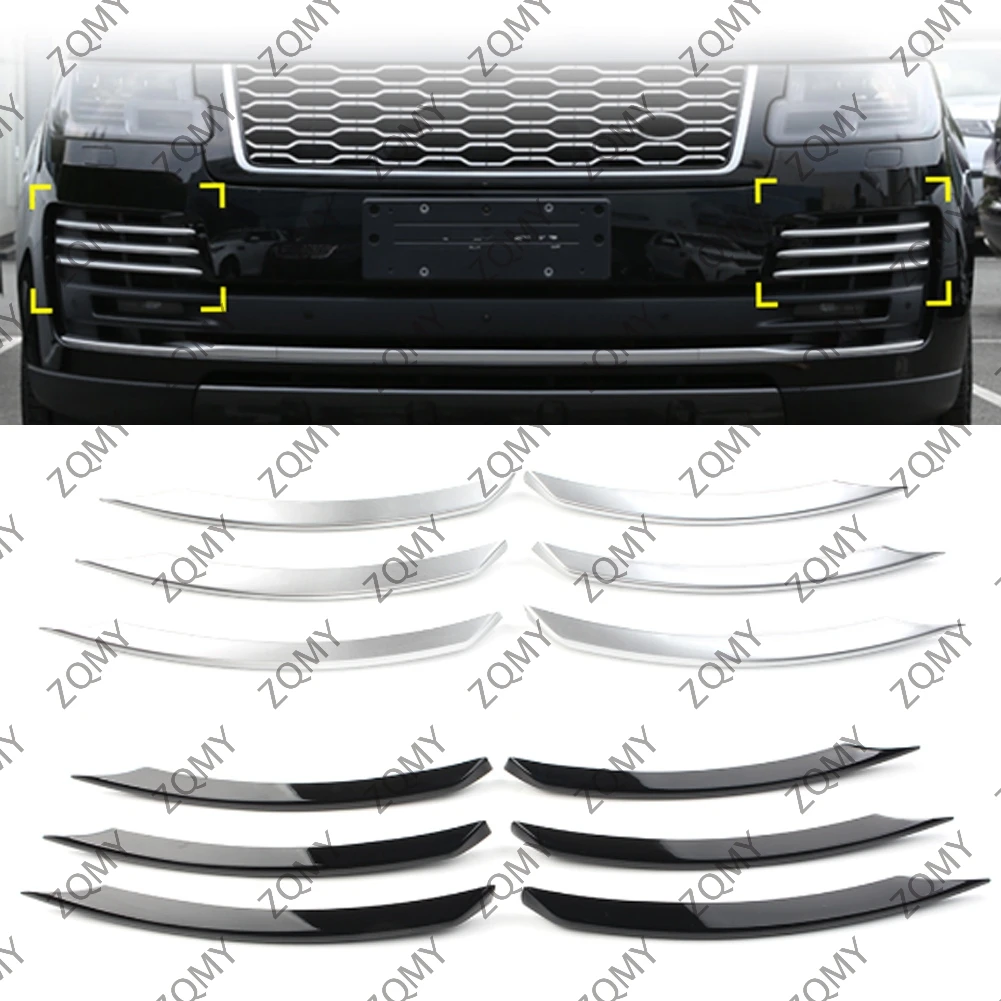 6pcs  Auto Front Bumper Fog Light Lamp Cover Trim Decorative For Land Rover Ranger Rover Vogue L405 2018 2019 2020 2021