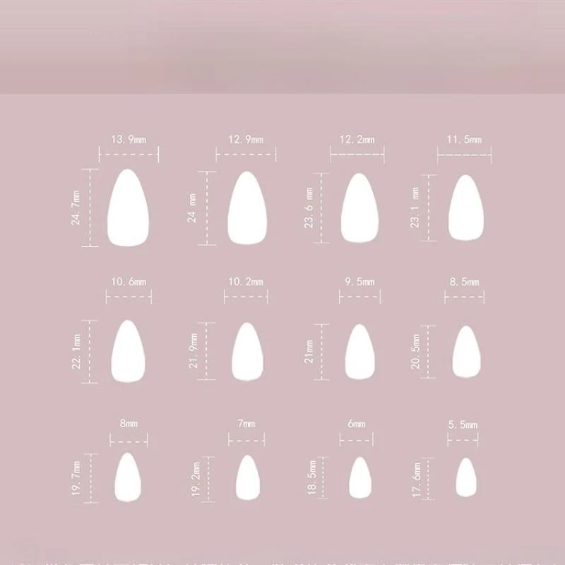 24 stuks bloem amandel nagel roze tender gradiënt bloemen nagel kunst, lente romantische nep nagel product, middellange dragende nagel