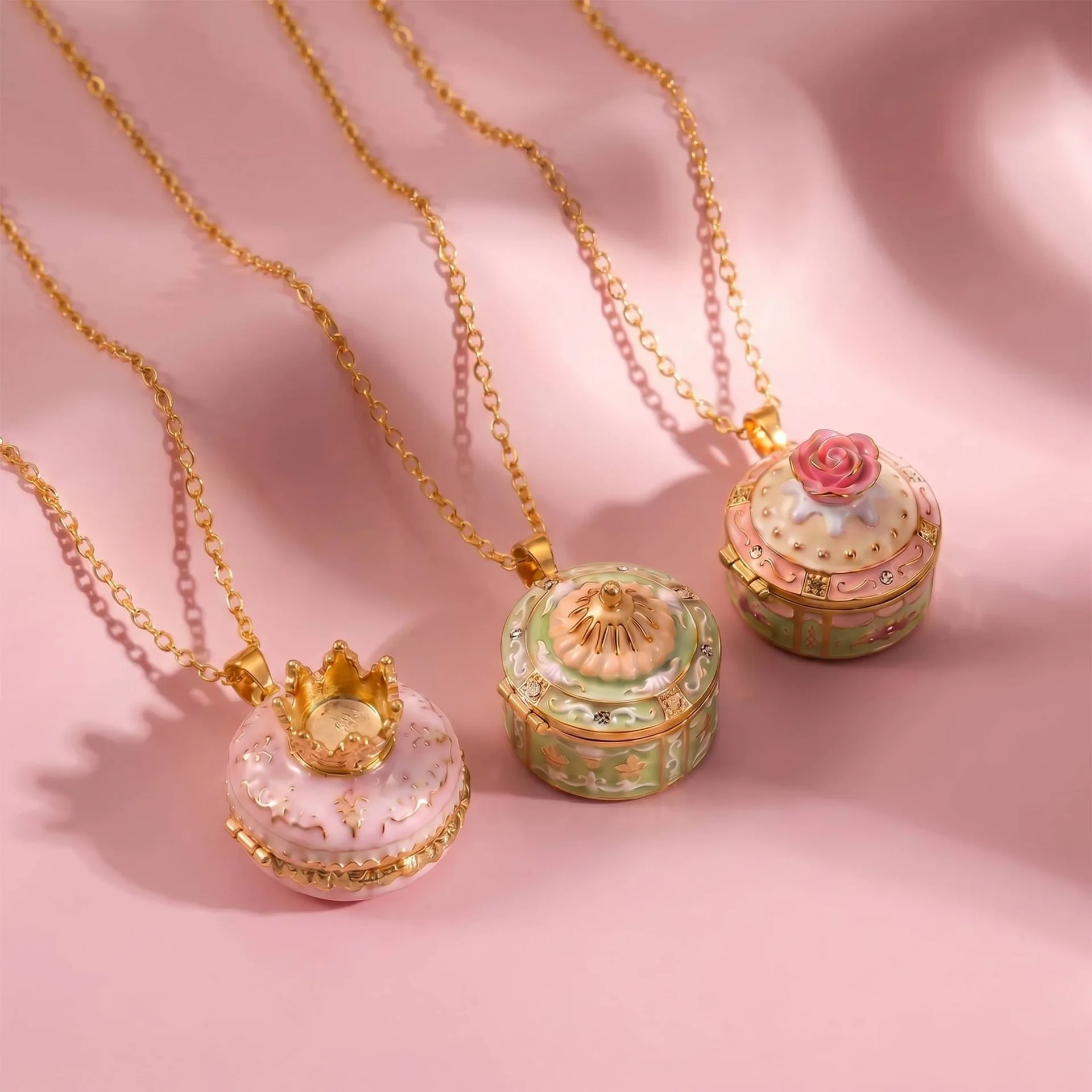 Opening and Closing Box Necklace for Women Girls Simple Cute Round Picture Frame Necklace Pendant Necklace Jewelry Accessory