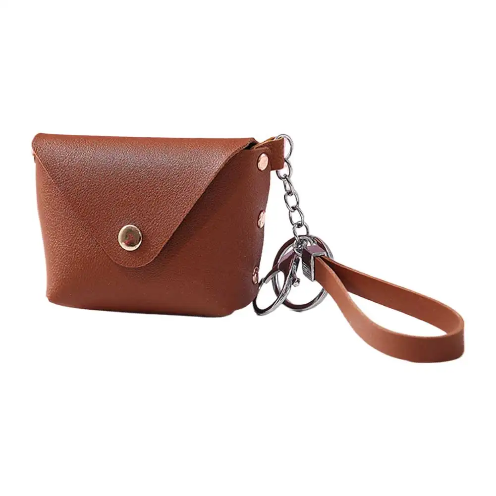 Cartera con llavero para mujer con cremallera Monedero de cuero PU Cartera de pulsera de moda Cartera pequeña para ir de compras y viajes