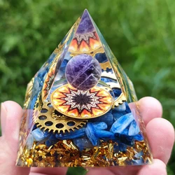 Fatto a mano occhio di tigre sfera di cristallo Orgone piramide 50mm Chakra ossidiana Reiki energia guarigione Orgonite regalo di capodanno