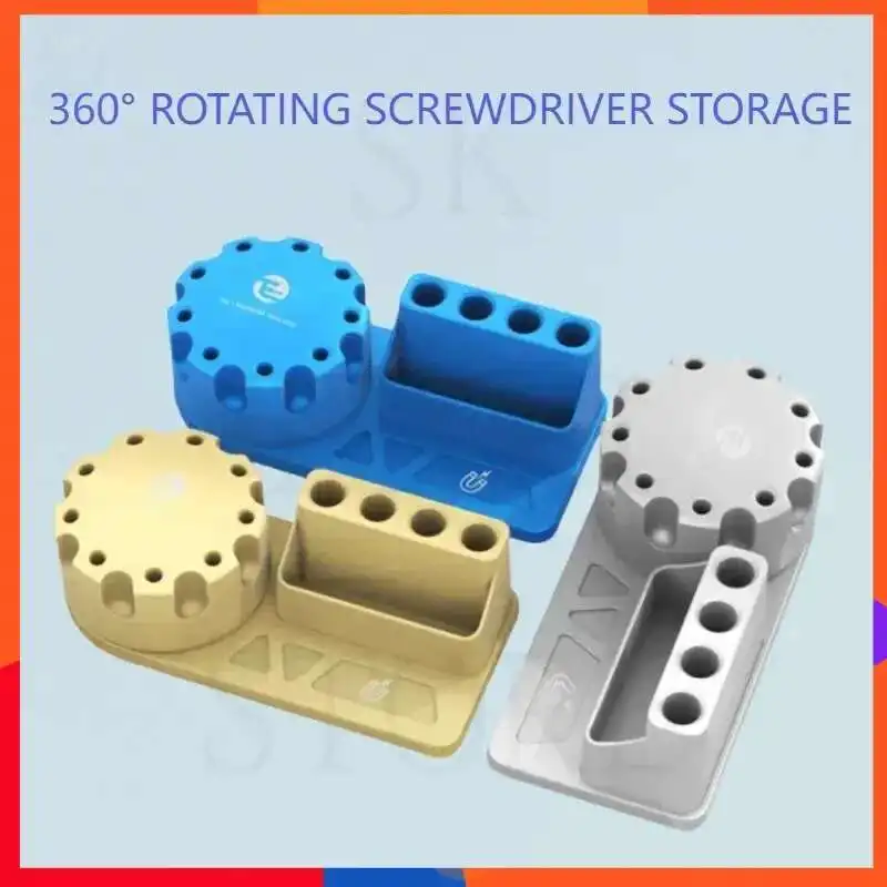

Ящик для хранения отверток 360° ° Вращающийся держатель, монтажная стойка из алюминиевого сплава для отвертки, пинцета, инструмента для ремонта телефона