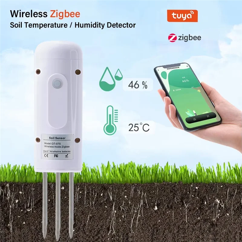 A37T-ZIGBEE Plant Monitor Outdoor Soil Temperature Meter Moisture Humidity Tester Garden Automation Irrigation TUYA Detector
