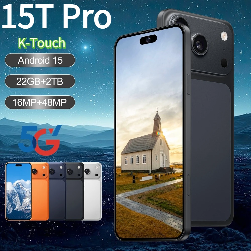 Teléfono Móvil K-Touch 15T Pro Android 15, 7800mAh, Pantalla de 7.3 Pulgadas, Smartphone Original con Reconocimiento Facial, 5G, Doble SIM, Versión Global, 22GB+2TB