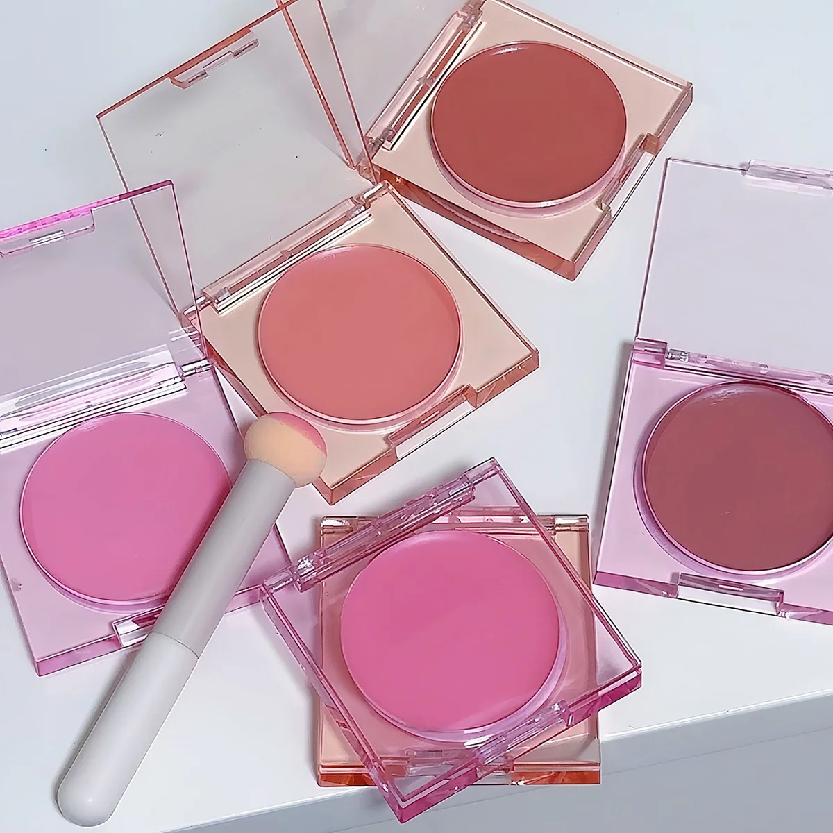 Blush brilhante do pó facial para a composição, 4 cores, cosméticos naturais