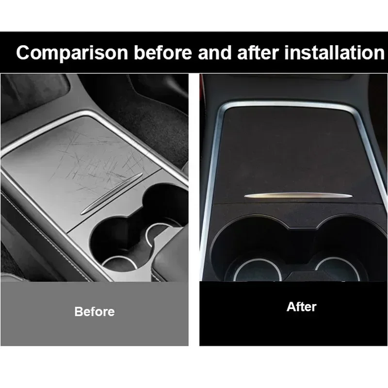 غطاء وحدة التحكم المركزية من جلد الغزال لـ Tesla ، التحكم المركزي ، لوحة التفاف ، ملصقا ، حامي الفيلم ، اكسسوارات السيارات ، نموذج 3 ، Y ، 2023