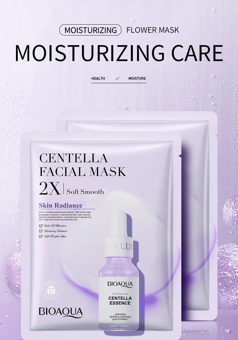 20 Stück BIOAOUA Centella Kollagen Gesichtsmaske Feuchtigkeitsspendende Erfrischende Tuchmasken Hyaluronsäure Gesichtsmaske Hautpflegeprodukte – Detail 3