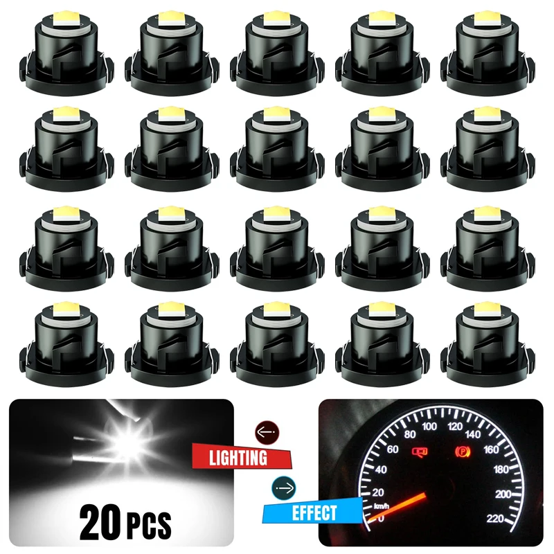 20pcs Car Led Instrument Lights T4 T4.2 LED Super Bright Auto Panel Gauge Speedo Dash Lamps Dashboard Cluster Bulbs 12V