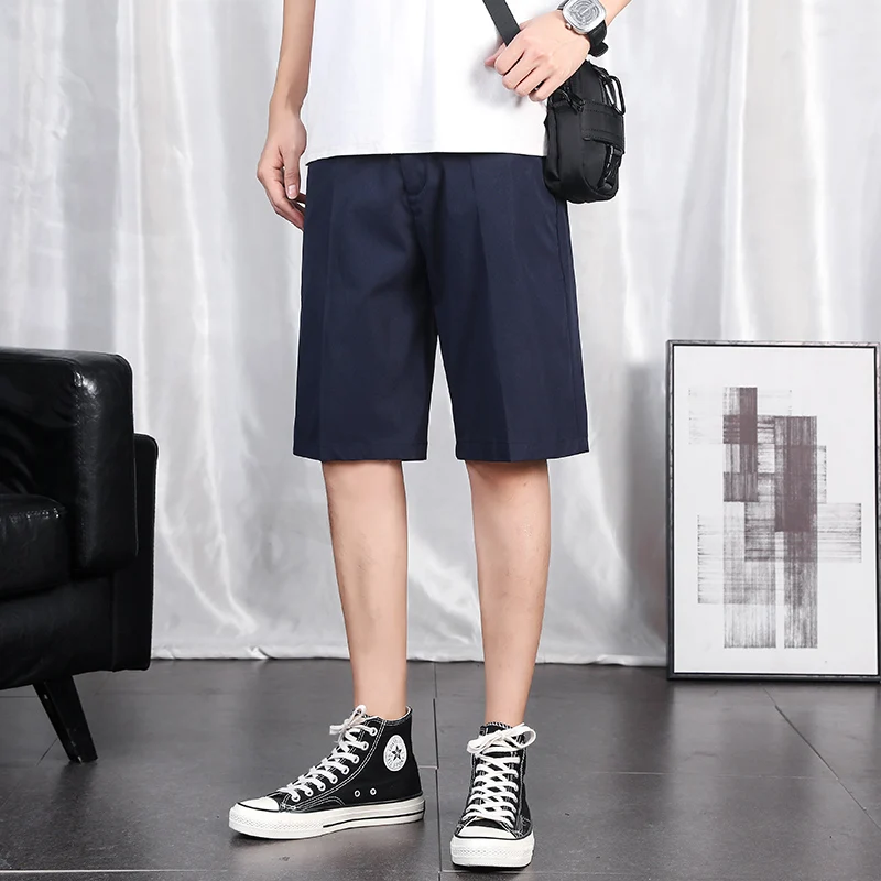 

Мужские костюмные шорты из мягкого полиэстера с облегающим кройом 2025 Лето Высокое качество Просторные прямые повседневные Плюсовый размер 38