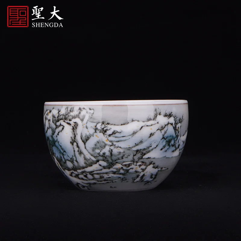 

|Wenxiang kiln underglaze color snow landscape master cup Jingdezhen pure manual high-end tea cup Kung Fu tea cup