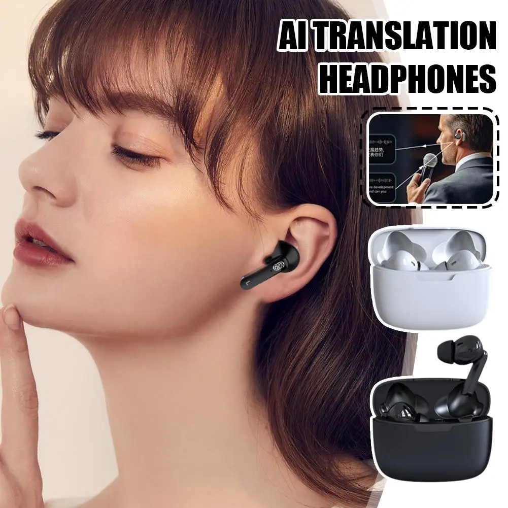 

New Black Translation Headphones 144languages Instant Earphone Translate Voice Wireless Translator Ai Translator Blue J0g1