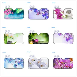 Universal Car Windshield Sunshade, Beautiful Flower Orchid and Butterfly Print Sun Shield Protector Foldable Sun Visor Covers