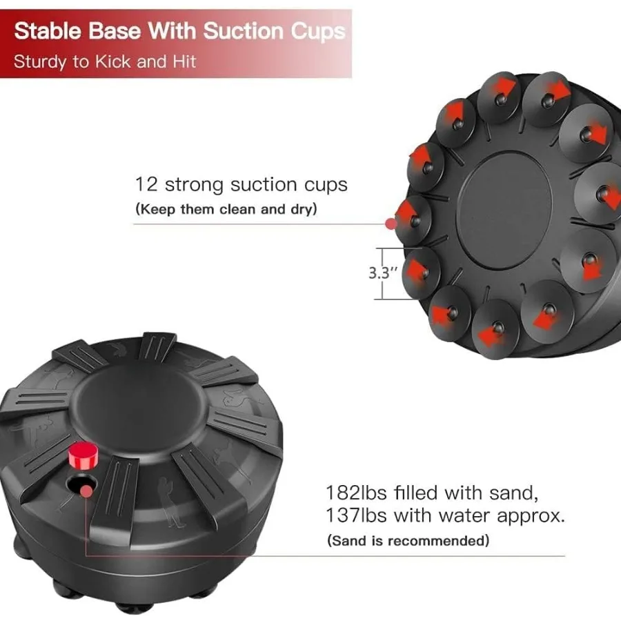 حقيبة ملاكمة قائمة بذاتها مع حامل للبالغين والشباب، حقيبة ملاكمة واقفة شديدة التحمل مثالية للتمرين في صالة الألعاب الرياضية المنزلية