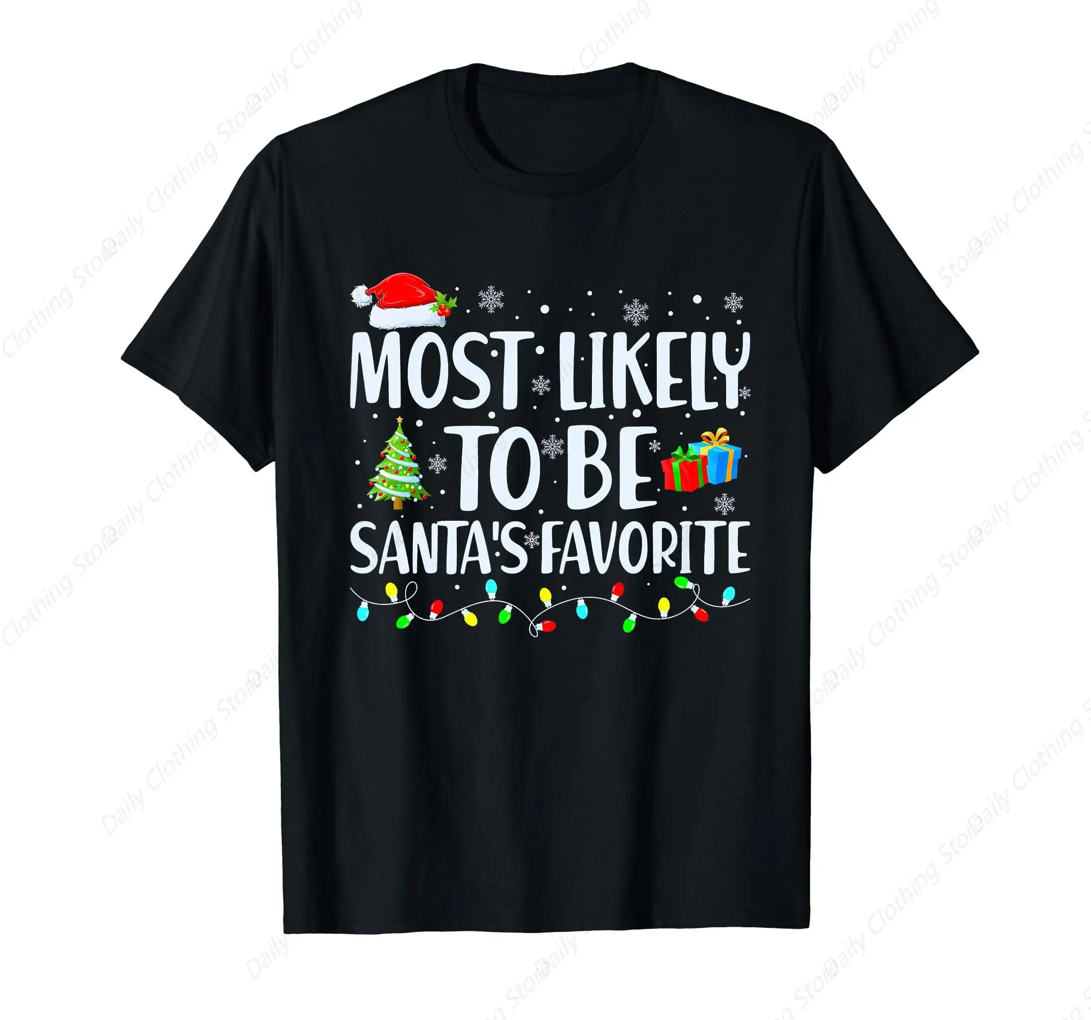 Most Likely To Be Santas Favorite Christmas Family Matching T-Shirt Clothing Gifts Short Sleeve Outfits Tops