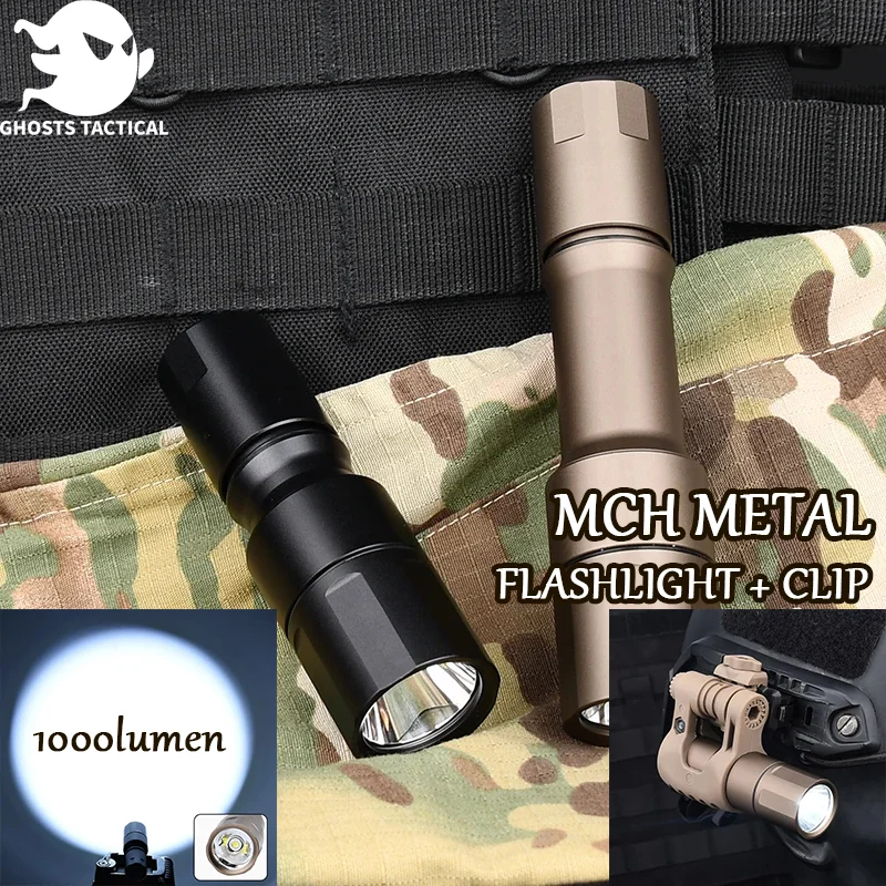 

Tactical Metal MCH Flashlight Handheld Helmet Support Clip 1000 Lumen LED White Light Powerful reconnaissance light helmet clip