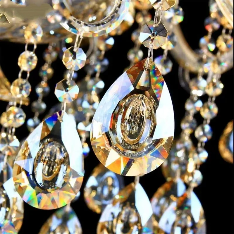 K9 Crystal Candle Chandelier Decoration Simple Chandelier Crystal Light for Living Room Hotel AC110V~240V 6/8/10/12/15/18 Arms
