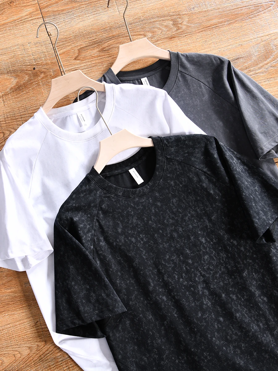 Loose Fit Digital Print Liquid Ammonia Cotton Short Sleeve T-Shirt round Neck Casual Summer Top for Men Youth Fashion