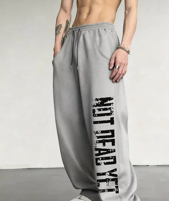

Men's Versatile Solid-color Drawstring Loose Casual Sportswear Pants, Wide-leg Casual Pants, Suitable for Gym Sportswear