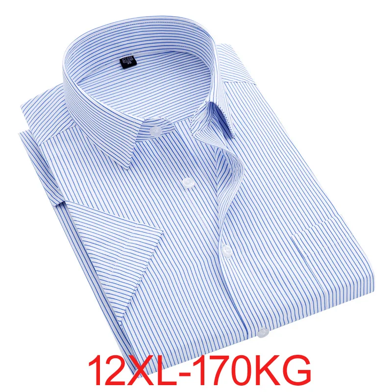 Plus Size 10XL 12XL 11XL 170kg Men Shirts and Blouses Short Sleeve with Pockets Business formal oversized office wedding Shirt