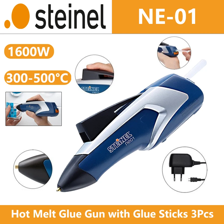 

STEINEL NE-01 Аккумуляторный пистолет для термоплавкого клея 300-500 ° C 1600 Вт с 3 шт. клеевыми палочками диаметром 7x150 мм для наполнения и фиксации своими руками