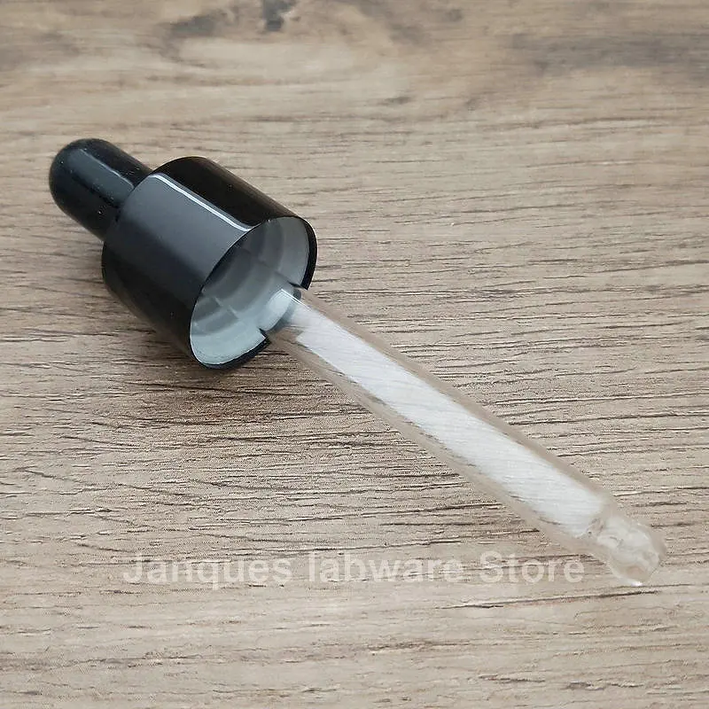 10pcs Lab 5ml to 100ml clear Glass Dropper Bottle with Black screw cap, Essential Oil Bottles with Glass Pipette