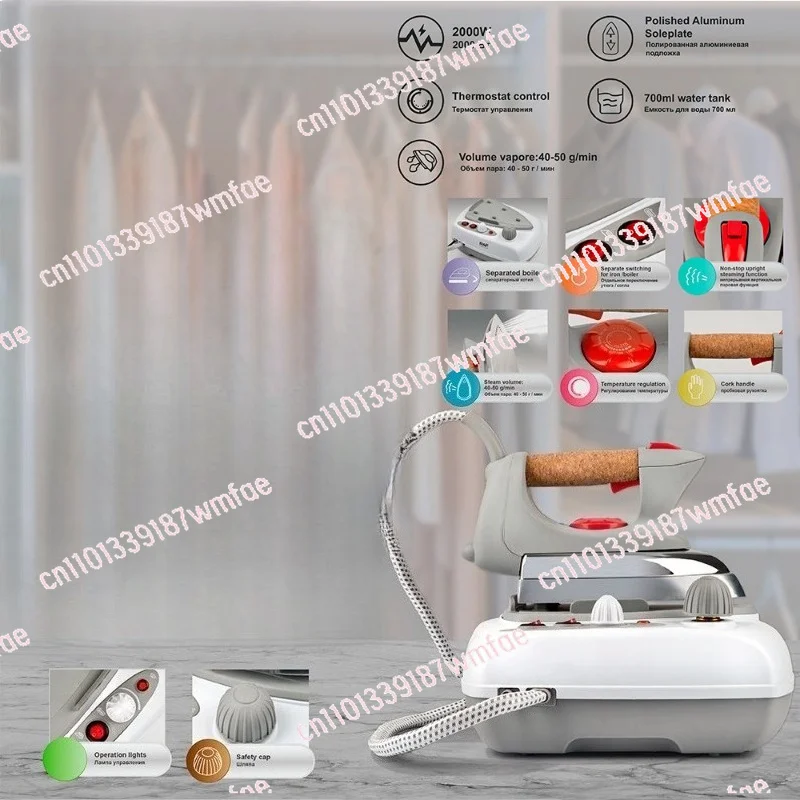 2000W High Power Steam Iron, EU Plug Household Electric Clothes Iron, Polished Aluminum Soleplate Professional Garment Iron
