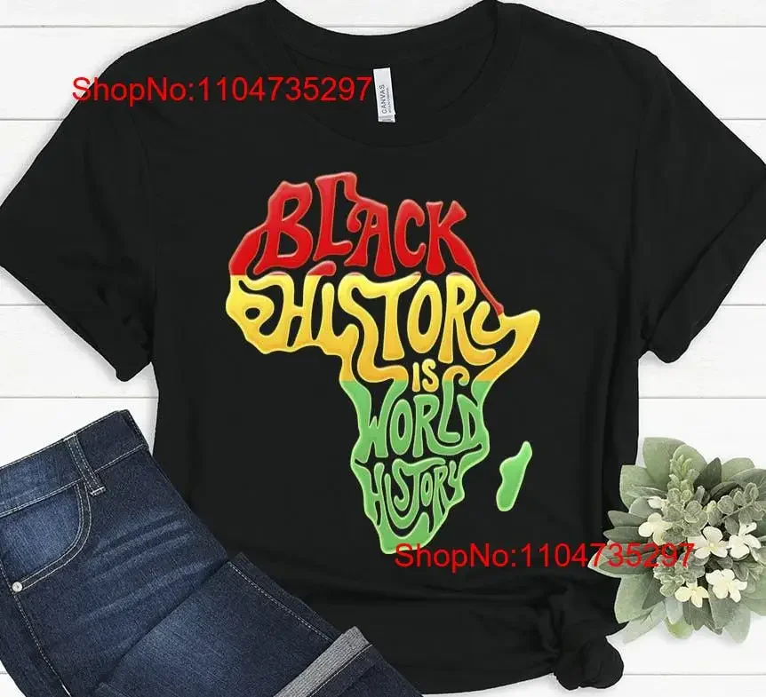 Camiseta Black History Is World Lives Matter Sh vintage lavada Unisex cómoda versátil estirada transpirable moda gráfica