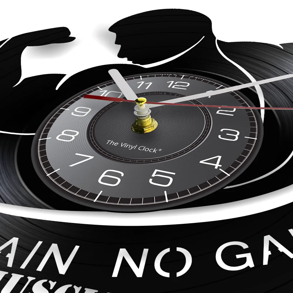 No Pain No Gain Music Gym Vinyl Record Wall Clock Sport Fitness Bodybuilding Vintage LED Backlight Modern Hoem Decor