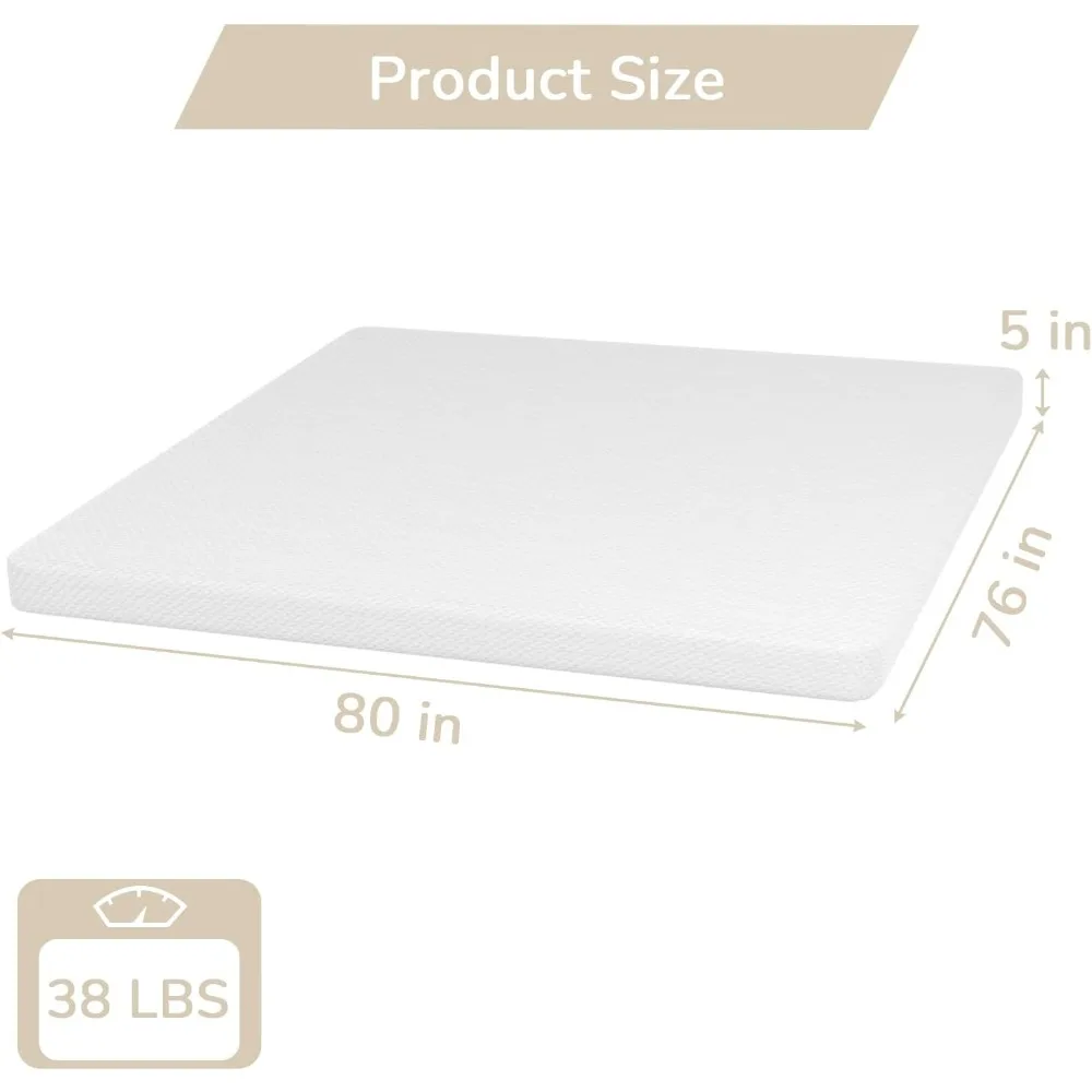 Materasso in memory foam gel rinfrescante con infusione di tè verde, struttura media, senza fibra di vetro, materassi certificati CertiPUR-US