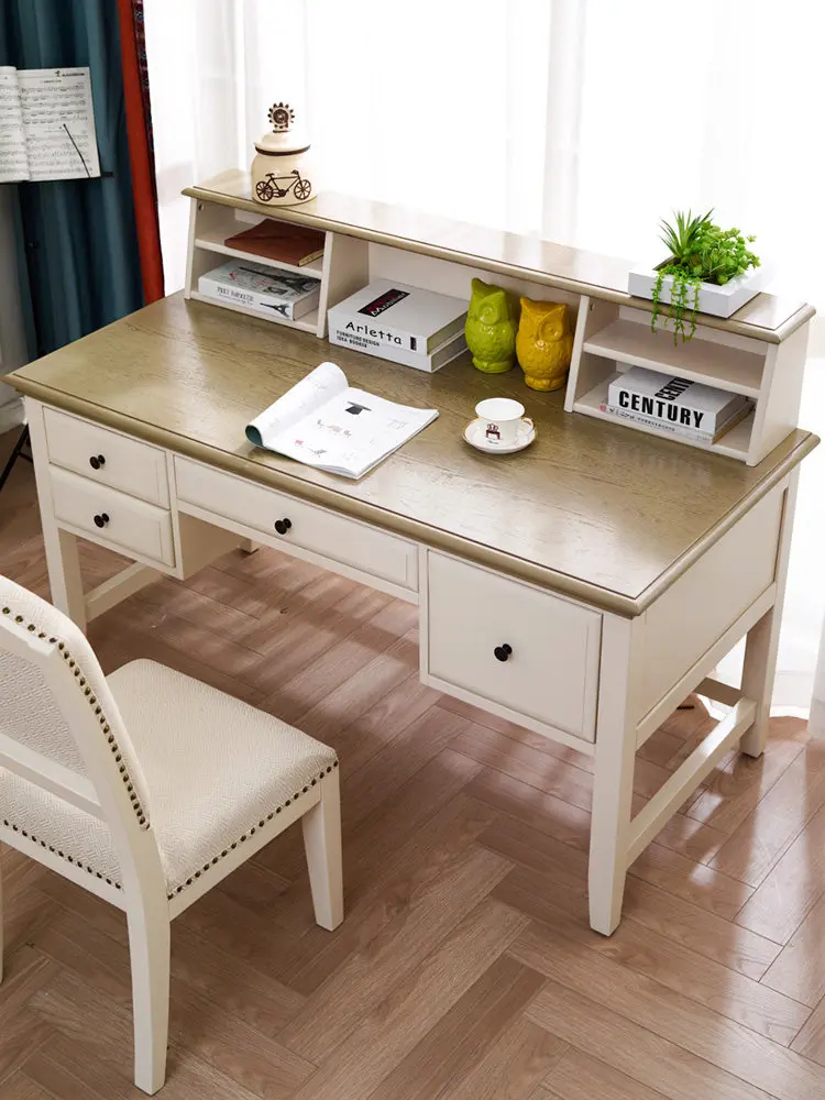 YFY American French retro all-solid wood desk bookshelf combination light luxury computer writing desk