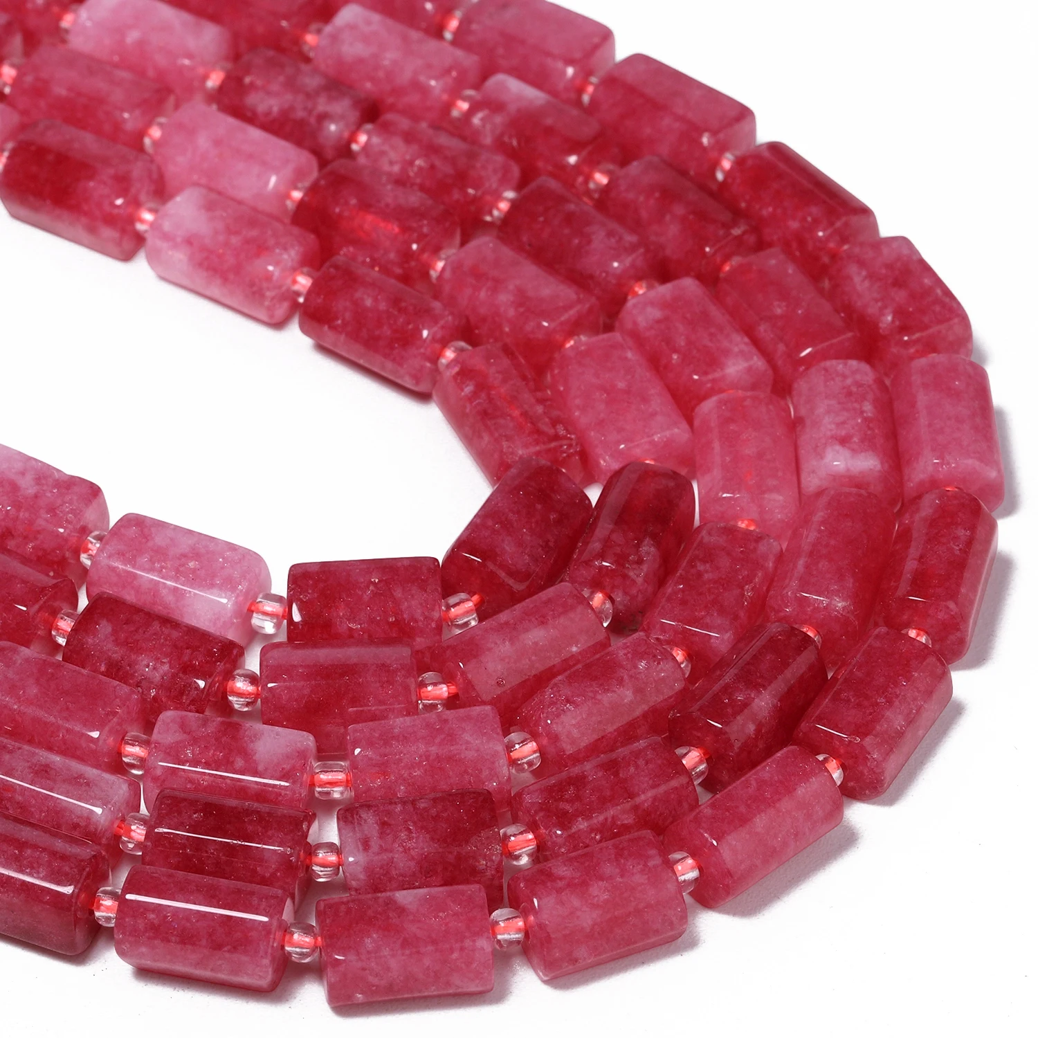 8x12mm Irregular Column Natural Stone Strawberry Quartz Beads Tube Spacer Beads for Jewelry Making DIY Bracelets Accessories