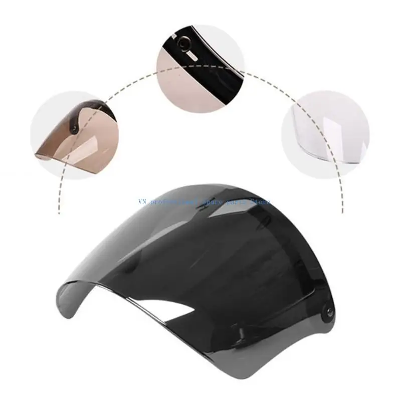 41XA Retro Open Face Helmet Visor 3-snap Design for Scratch Resistant UV Protected