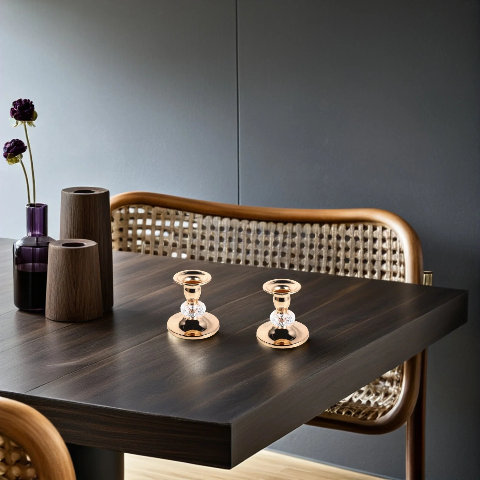 

4pcs European Style Crystal Holders Metal Pillar Stands For Tabletop Decor Wedding Christmas Centerpiece Vintage