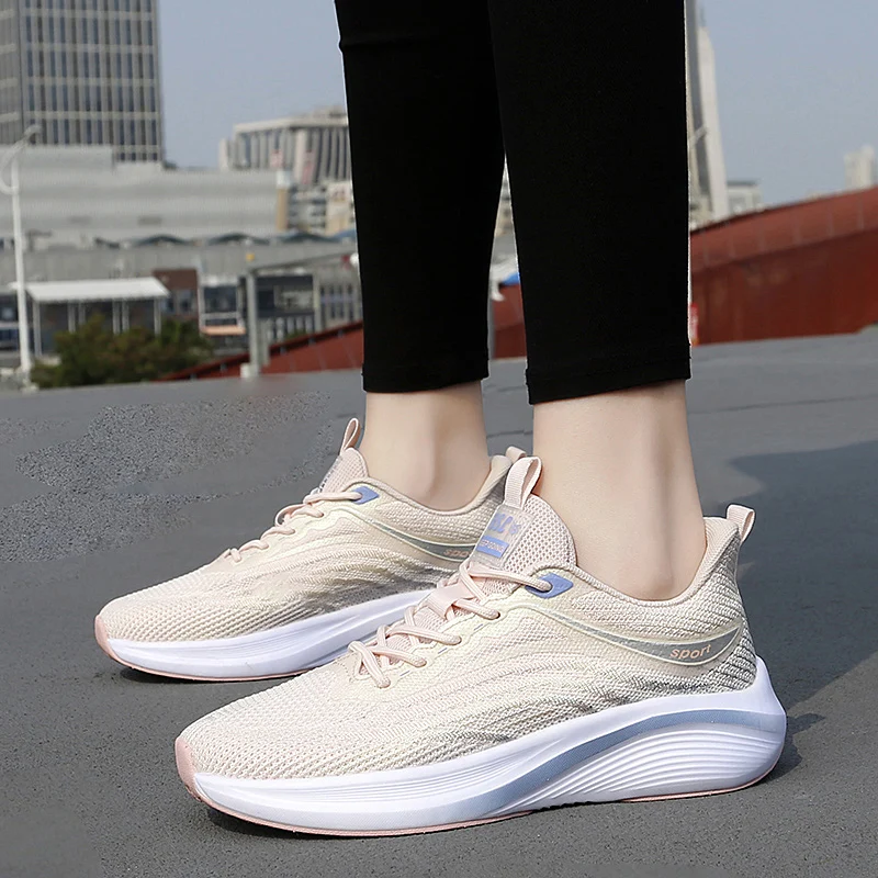 

Women's Sports Shoes High Elastic Popcorn Soft Sole Breathable Running Shoes Student Tennis Player Elegant Casual Hiking Shoes