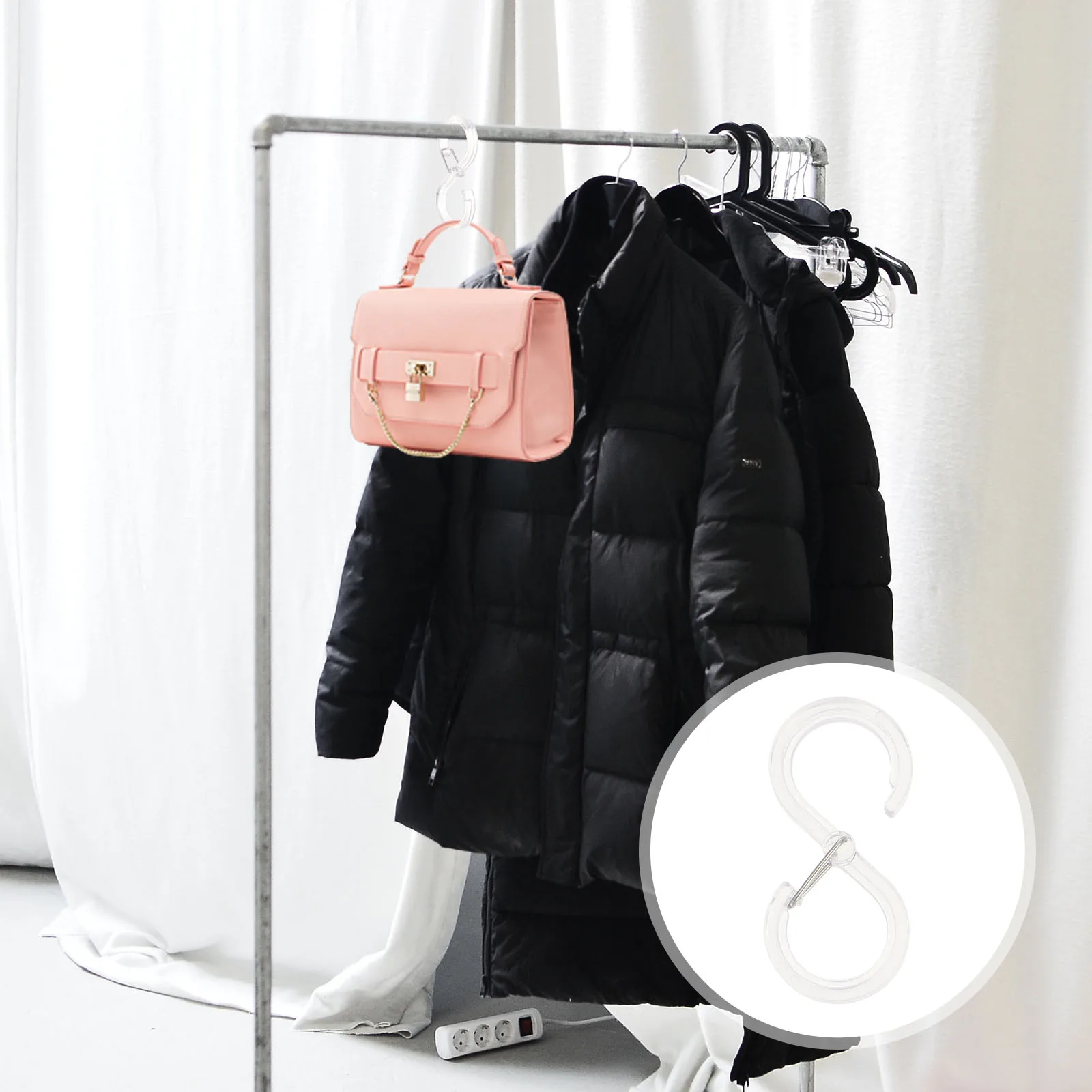 

8Pcs Plastic S Hooks Heavy Duty Hanging Hooks for Clothes Bags Kitchen Utensils Closet Organizer S-Shaped Hook