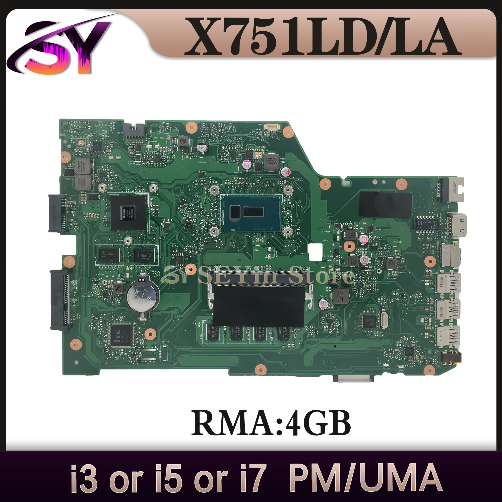 X751LD Mainboard For ASUS X751LA K751LD F751LDV X751LDV X751LJ X751LB X751LN Laptop Motherboard I3 I5 I7 4th Gen UMA/PM 4GB