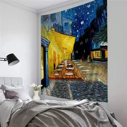 Funny Van Gogh Art Oil Painting Anime Tapestry Indian Buddha Wall Decoration Witchcraft Bohemian Hippie Wall Hanging Sheets
