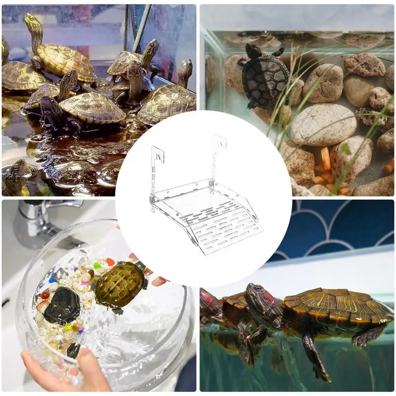 Turtle Basking Ramp Acrylic Transparent Climbing Ramp Aquarium Reptile Resting Terrace Turtle Tank Accessories For Lizards Frogs