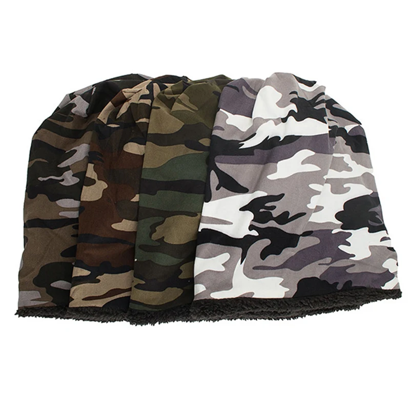Outdoor Warm Cap Balaclava For Women/Men Camouflage Cotton Cap Plus Velvet Hat Warm For Autumn Winter Skiing Bike Accessories