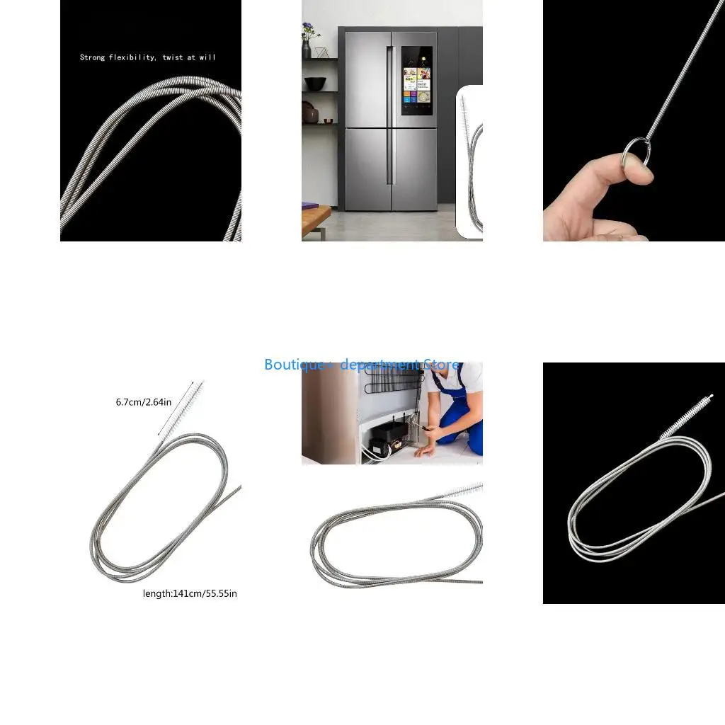 E1PD Convenient 150cm Refrigerator Hole Cleaning Brush Flexible Soft Fridge Dredges Universal Pipe Brushes Scrub Cleaner Tool