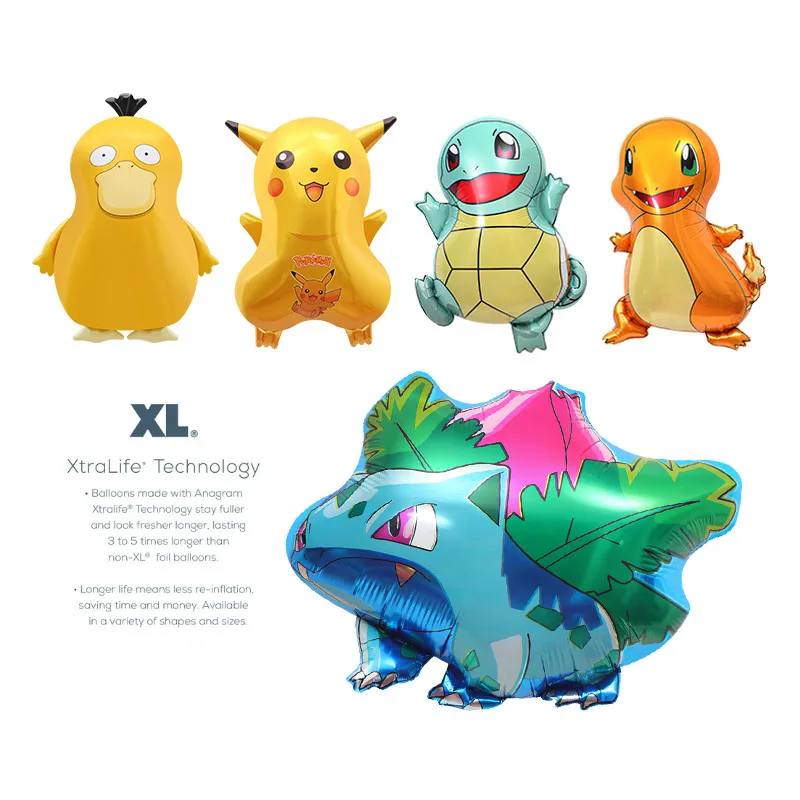 Pokemon Party Photography Toys Aluminum Film Balloon Elf Ball Pokemon Pikachu Jenny Turtle and Duck Cartoon Birthday decorations