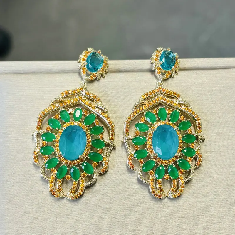 

Bilincolor Fashion Orange and Green Oval Drop Earring for Women Wedding