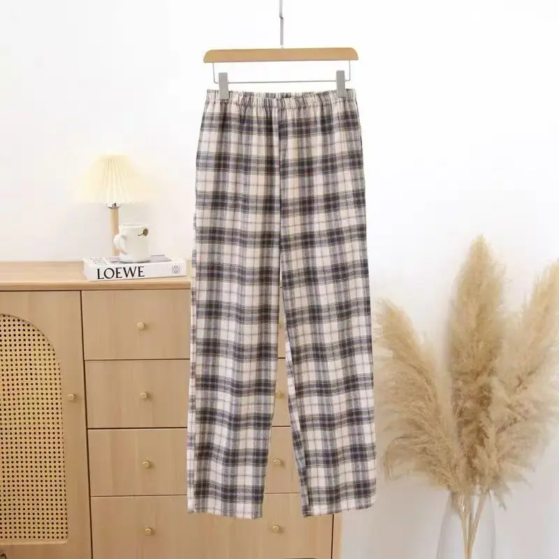กางเกงนอนผู้ชายลายสก็อต ไซส์ใหญ่ น้ำหนัก 40-100 กก. สำหรับฤดูใบไม้ร่วงและฤดูหนาว สวมใส่สบายๆ อยู่บ้าน