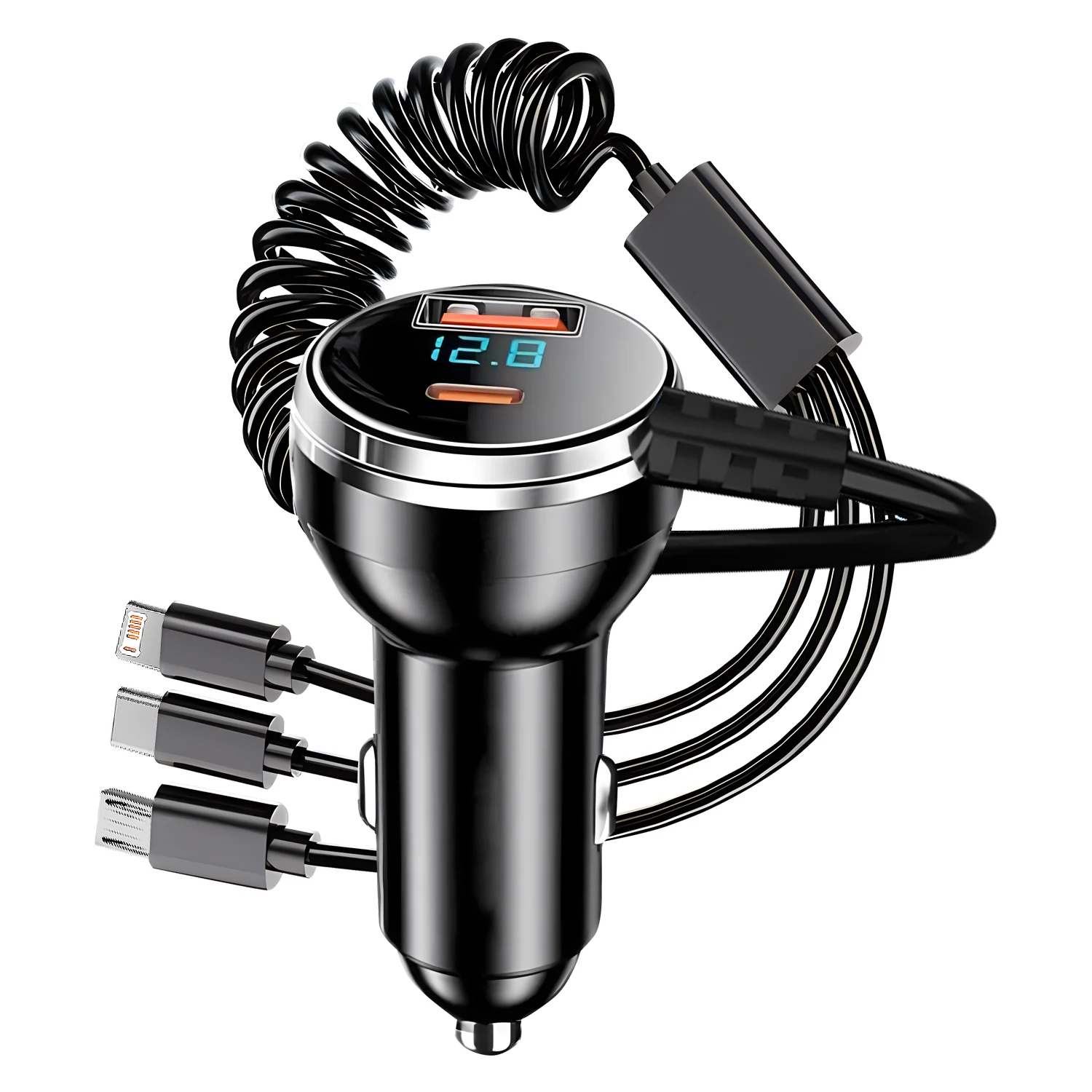 230W 5 Ports LED Car Charger Fast Charging Adapter Type C PD Mini Car Phone Charger For iphone Samsung Huawei Xiaomi
