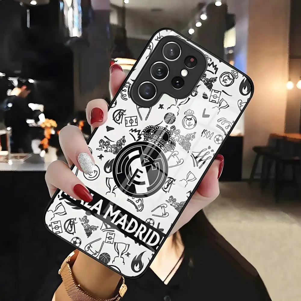 Etui na telefon R-ReaL M-MaDriDS FC do Samsunga S26 S25 Edge Ultra 24 23 22 21 Ultra Plus Fe A55 56 15 4G 5G, szklana obudowa — zdjęcie produktu 2