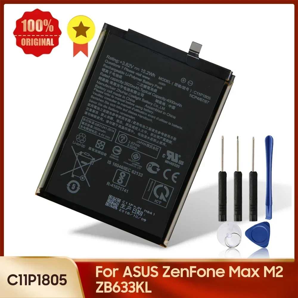 Replacement Battery C11P1805 For ASUS ZenFone Max M2 ZB633KL Phone Battery Quality Batteries With Tool 4000mAh