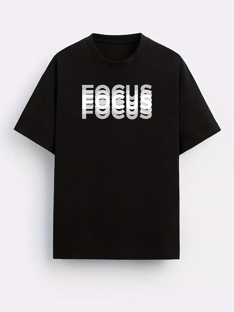 Unisex Letter Print Crew Neck T-Shirt Gradient Focus Design Ultra Stylish Streetwear-Inspired Minimalist Yet Versatile Must-Have