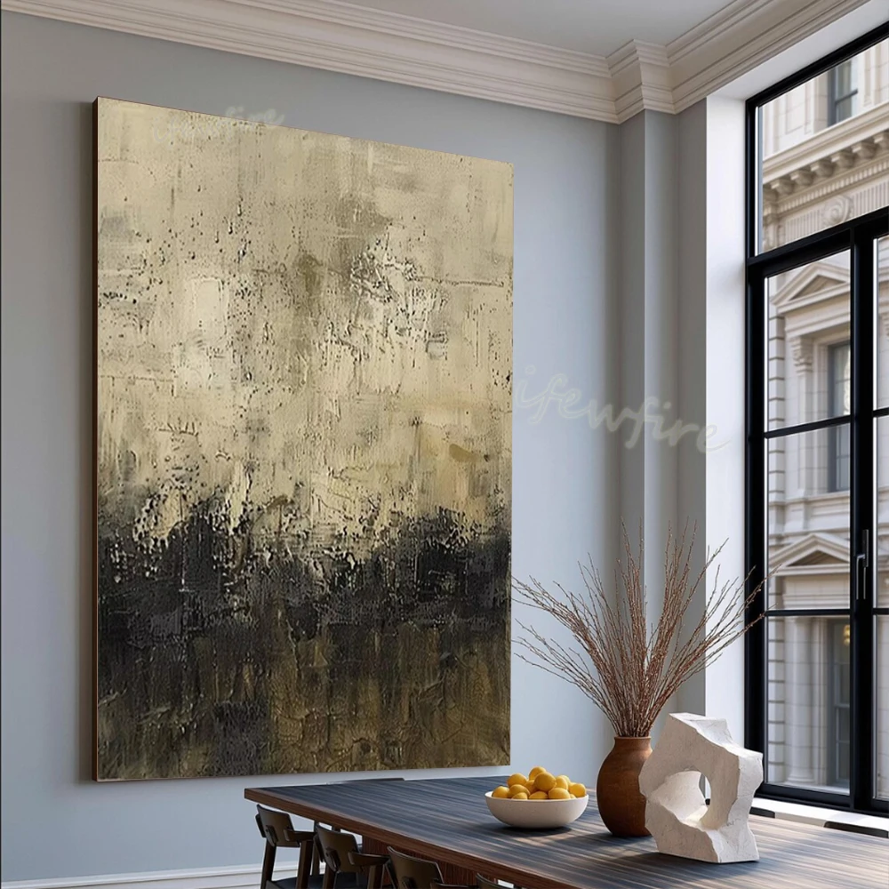 Modern Handmade Abstract Oil Painting on Canvas Black And Gray Wall Art Picture for Home Living Room Decor Unique Image Mural